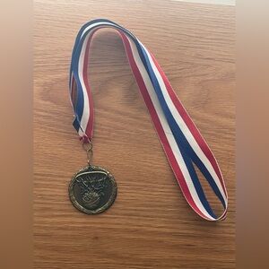 Basketball Gold Medal with Red, White, and Blue Ribbon